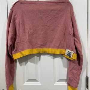 We The Free Off-the-Shoulder Pink and Yellow Sweater